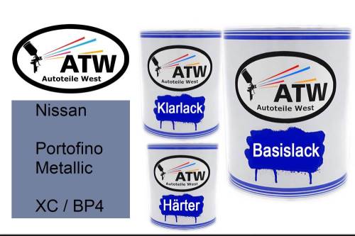 Nissan, Portofino Metallic, XC / BP4: 1L Lackdose + 1L Klarlack + 500ml Härter - Set, von ATW Autoteile West.